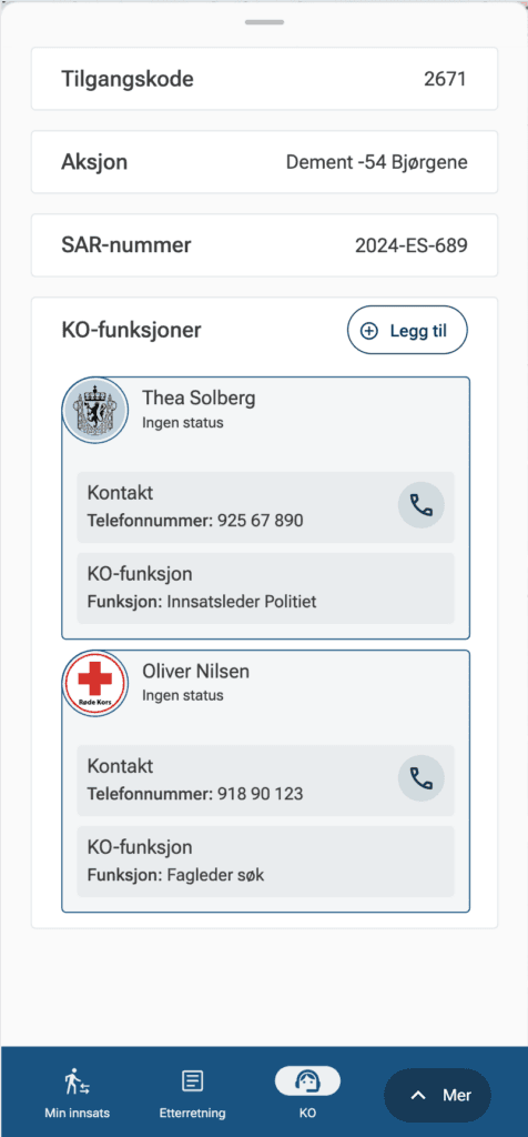 Skjermdump av aksjonsstøtteverktøy
